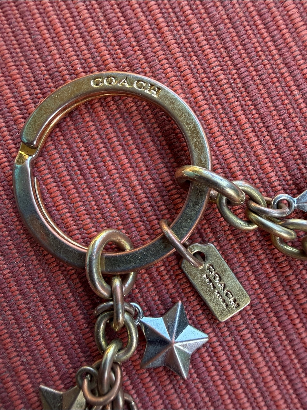 Coach Star Charm Keychain - Gold & Gunmetal Stars - Picture 3 of 4